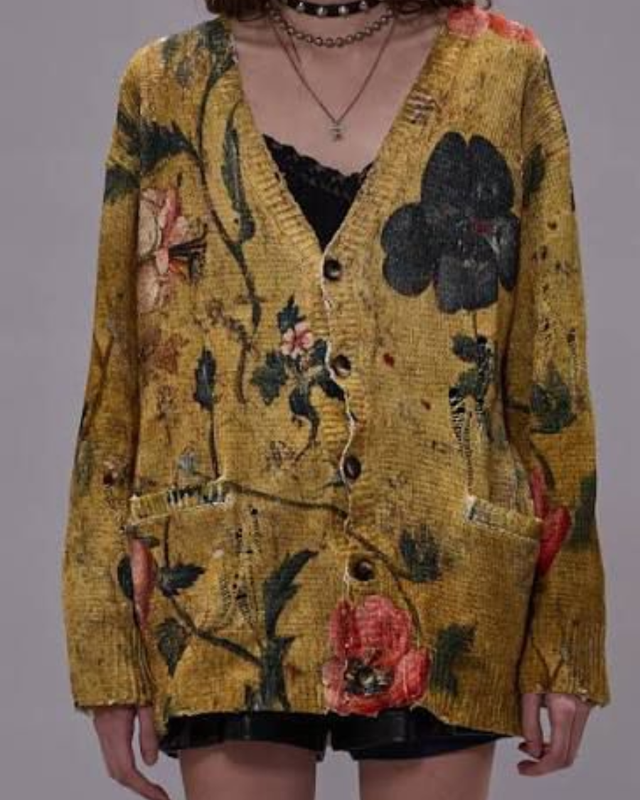 R13 - Printed Boyfriend Cardigan