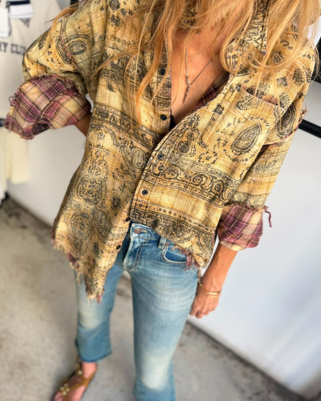 SALE 15% - R13 - Shredded Seam Drop Neck Shirt