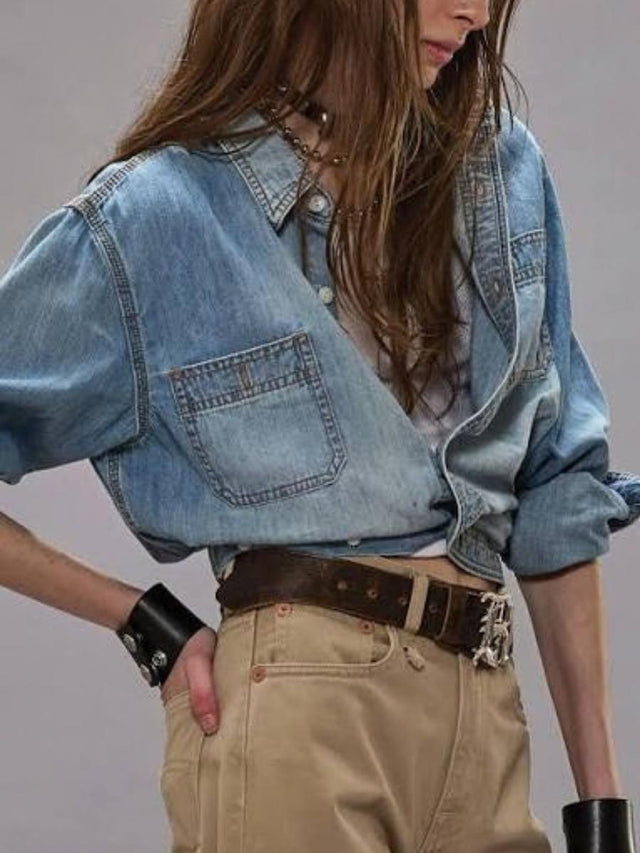 R13 - Wrap Around Denim Work Shirt