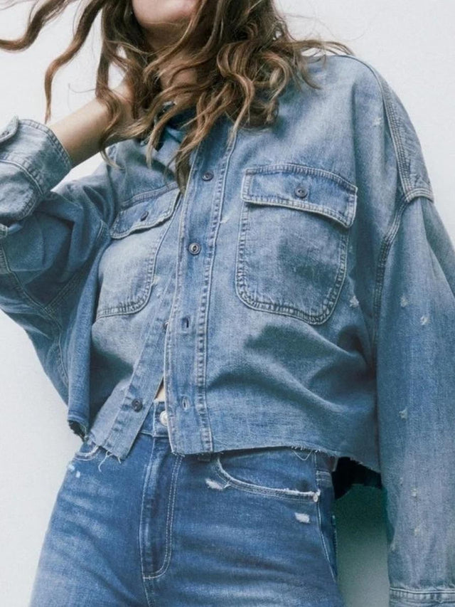 R13 - Cropped Denim Shirt