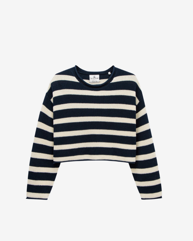 Denimist - Cropped Stripes Relaxed Sweater