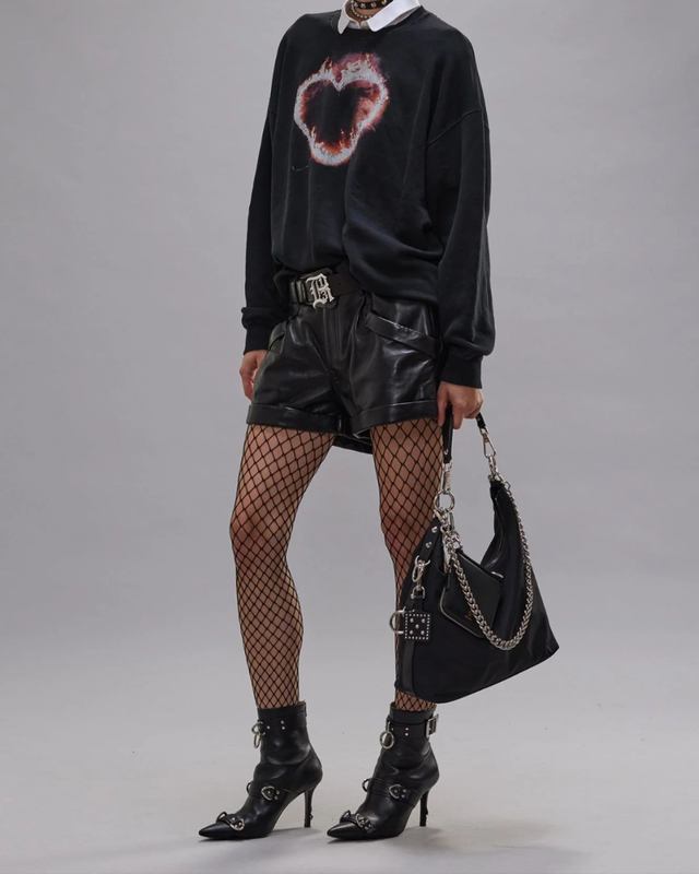 R13 - Flaming Heart Oversized Crewneck