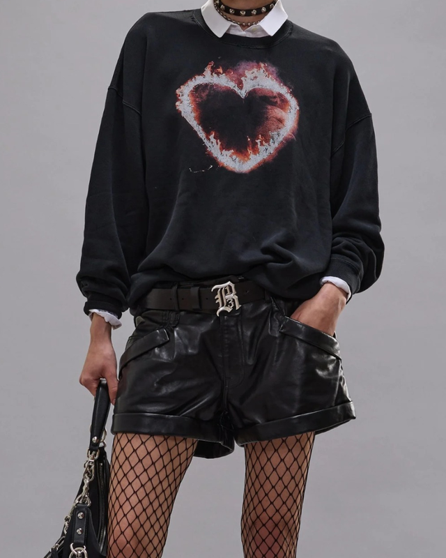R13 - Flaming Heart Oversized Crewneck