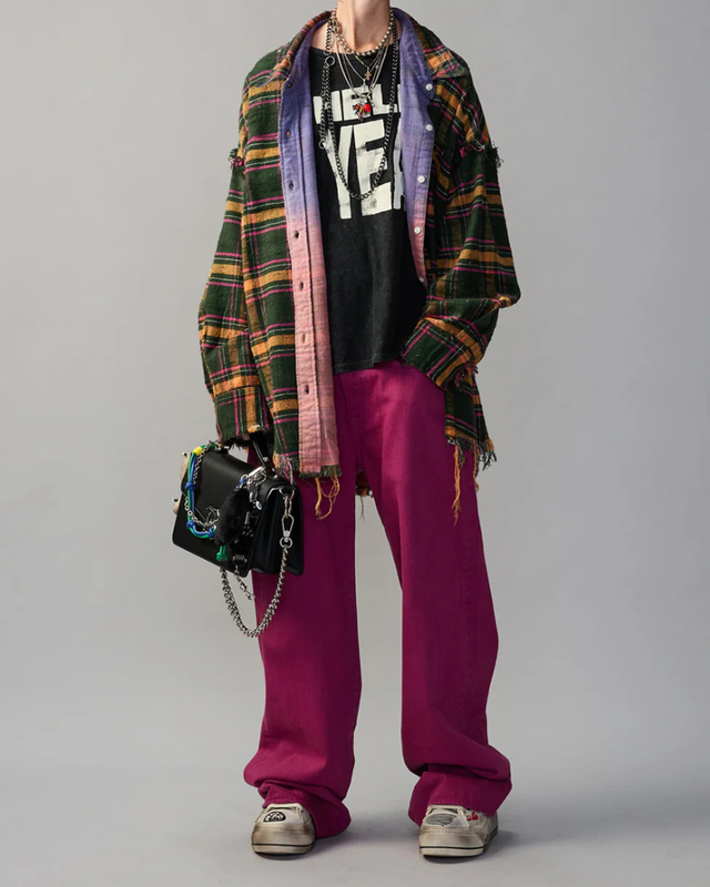 R13 - Reversible Shredded Seam Drop Neck Shirt