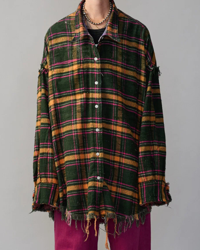 R13 - Reversible Shredded Seam Drop Neck Shirt