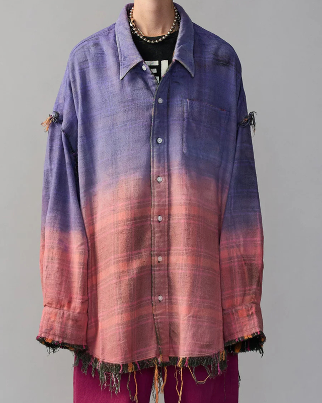 R13 - Reversible Shredded Seam Drop Neck Shirt