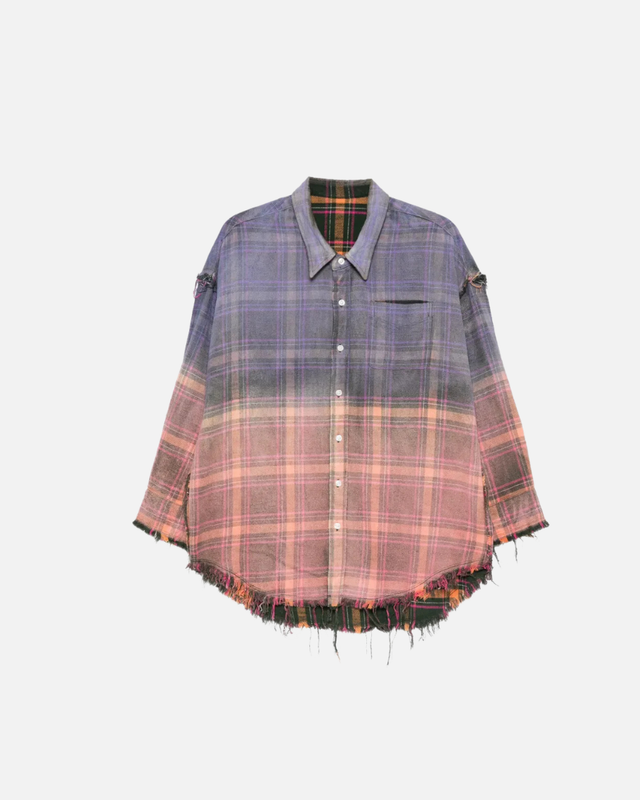 R13 - Reversible Shredded Seam Drop Neck Shirt