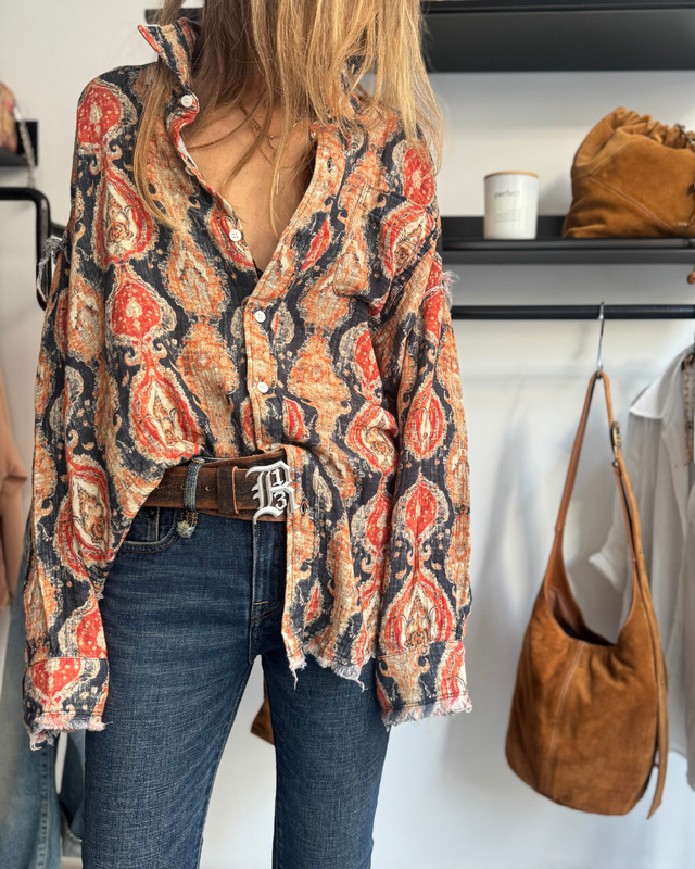 R13 - Shredded Seam Drop Neck Shirt