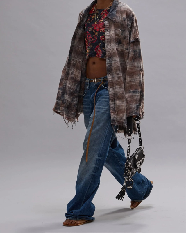 SALE 15% - R13 - Shredded Seam Drop Neck Shirt