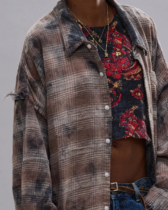 SALE 15% - R13 - Shredded Seam Drop Neck Shirt