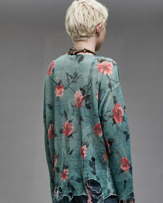 R13 - Floral Jacquard Linen Sweater