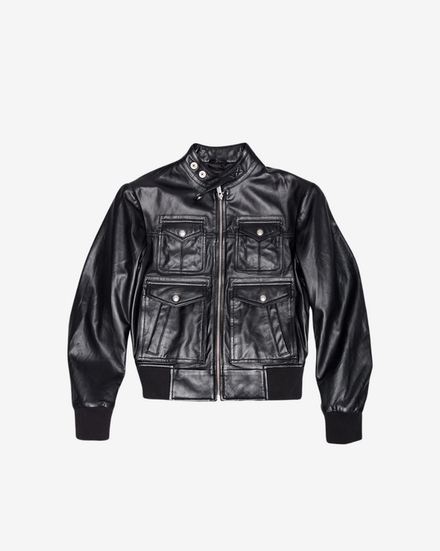 R13 - Shrunken Zip Up Leather Jacket