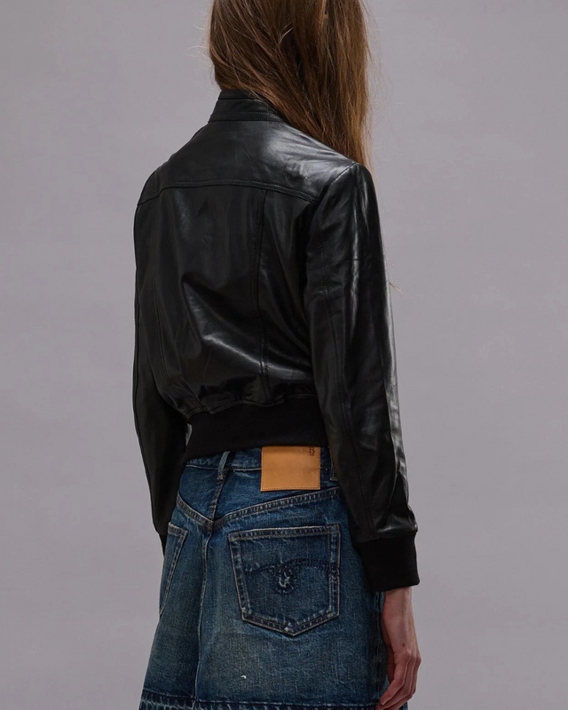 R13 - Shrunken Zip Up Leather Jacket